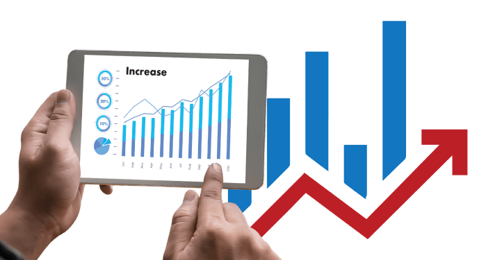 Growth chart showing increasing sales metrics